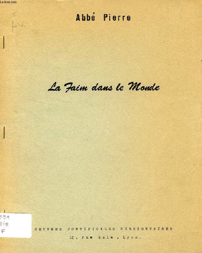 LA FAIM DANS LE MONDE