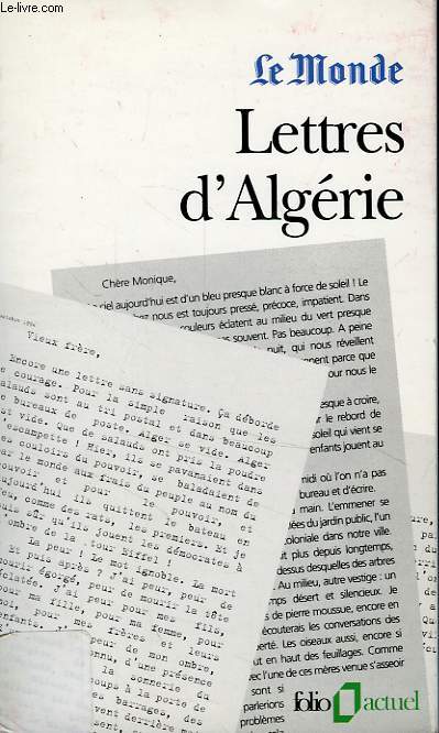 LE MONDE, LETTRES D'ALGERIE
