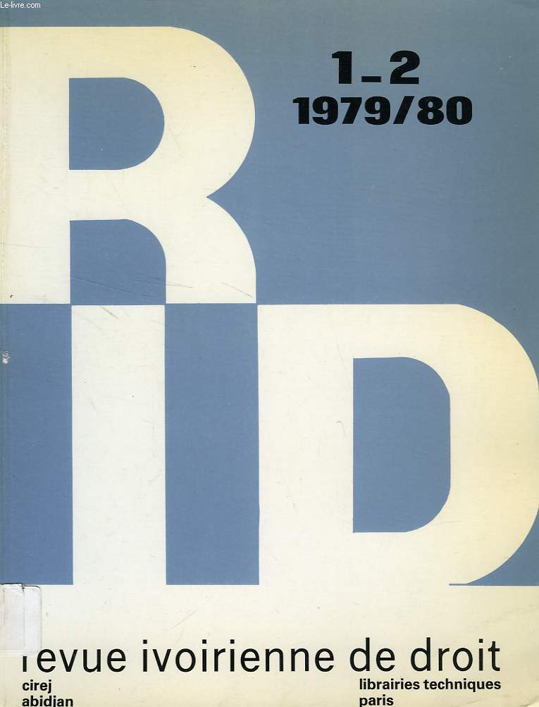 REVUE IVOIRIENNE DE DROIT, N 1-2, 1979/1980