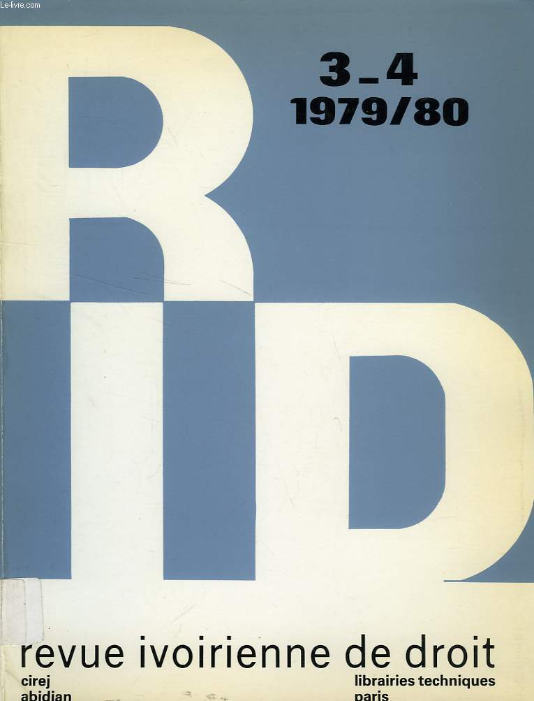 REVUE IVOIRIENNE DE DROIT, N 3-4, 1979/1980