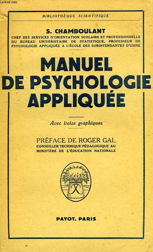 MANUEL DE PSYCHOLOGIE APPLIQUEE