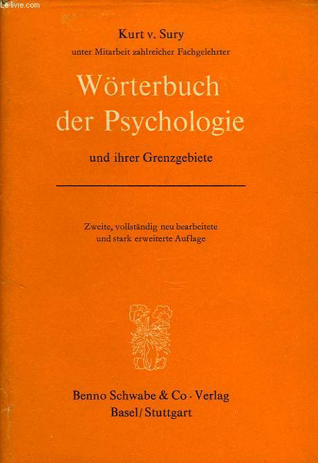 WORTERBUCH DER PSYCHOLOGIE, UND IHRER GRENZGEBIETE