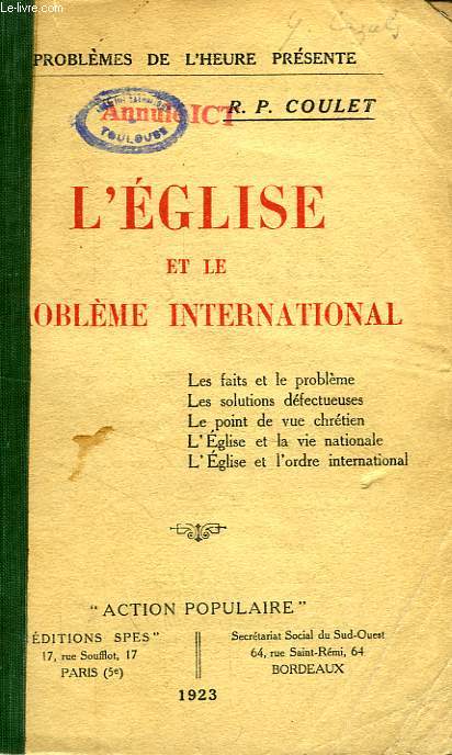 L'EGLISE ET LE PROBLEME INTERNATIONAL