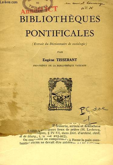 BIBLIOTHEQUES PONTIFICALES