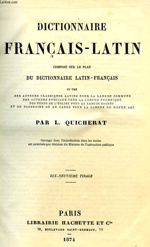 DICTIONNAIRE FRANCAIS-LATIN