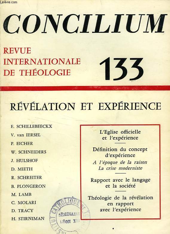 CONCILIUM, N 133, 1978, DOGME, REVELATION ET EXPERIENCE