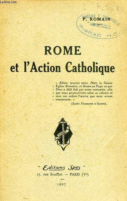 ROME ET L'ACTION CATHOLIQUE