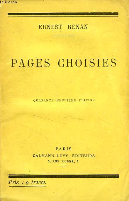 PAGES CHOISIES DES GRANDS ECRIVAINS