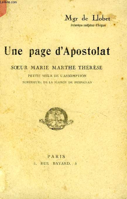 UNE PAGE D'APOSTOLAT, SOEUR MARIE MARTHE THERESE