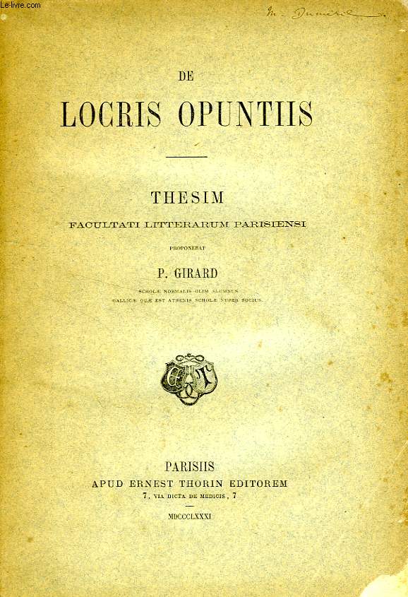 DE LOCRIS OPUNTIIS (THESIS)