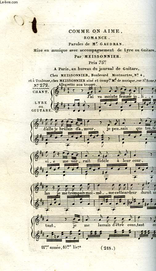 COMME ON AIME, ROMANCE MISE EN MUSIQUE