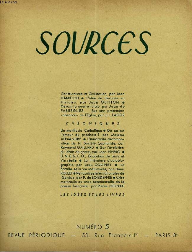 SOURCES, N 5, 1951