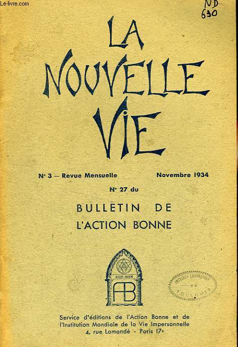 LA NOUVELLE VIE, N 3, NOV. 1934