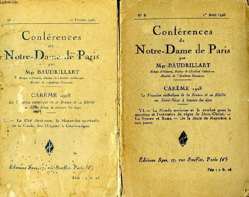 CONFERENCES DE NOTRE-DAME DE PARIS, 6 NUMEROS