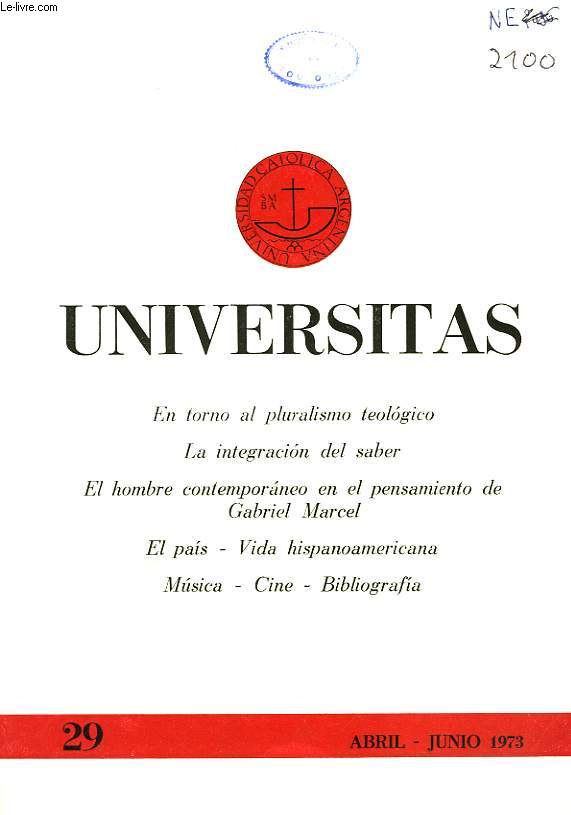 UNIVERSITAS, AO 7, N 29, ABRIL-JUNIO 1973