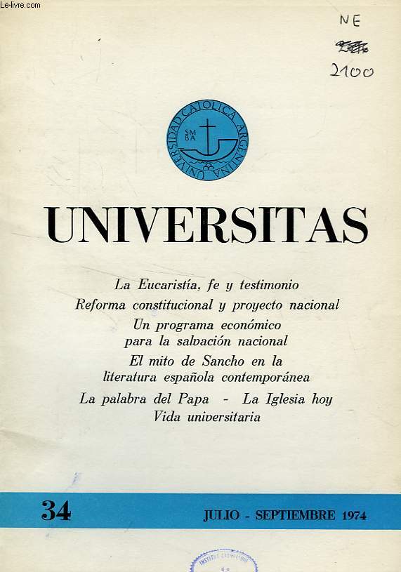 UNIVERSITAS, AO 8, N 34, JULIO-SET. 1974