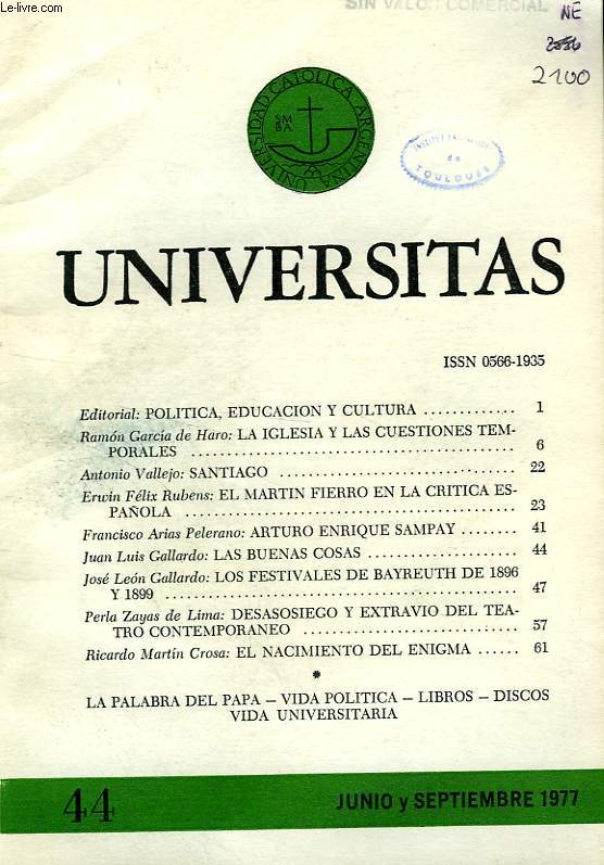 UNIVERSITAS, N 44, JUNIO-SET. 1977