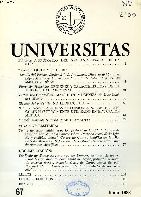 UNIVERSITAS, N 67, JUNIO 1983