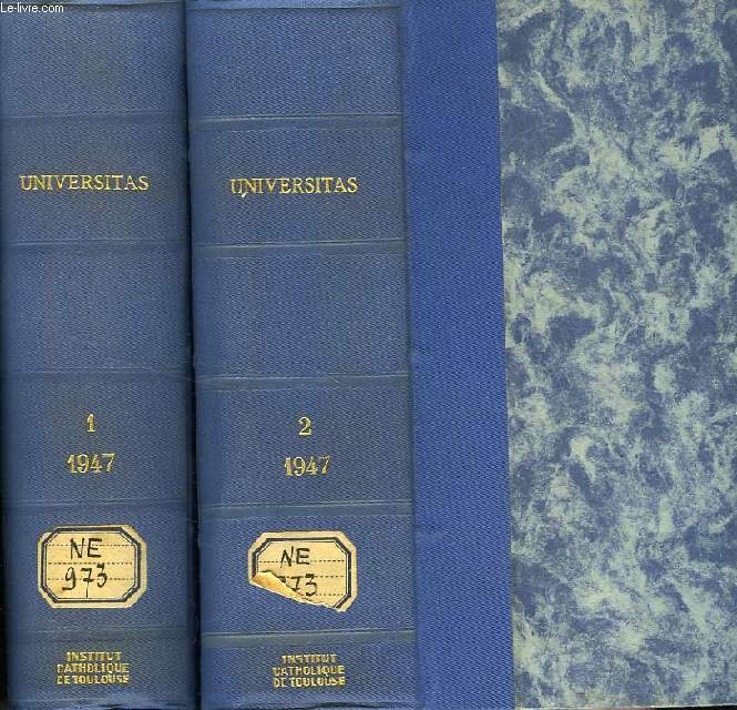 UNIVERSITAS, JAHRGANG II, 1947, ZEITSCHRIFT FUR WISSENSCHAFT, KUNST UND LITERATUR, 2 VOLUMES