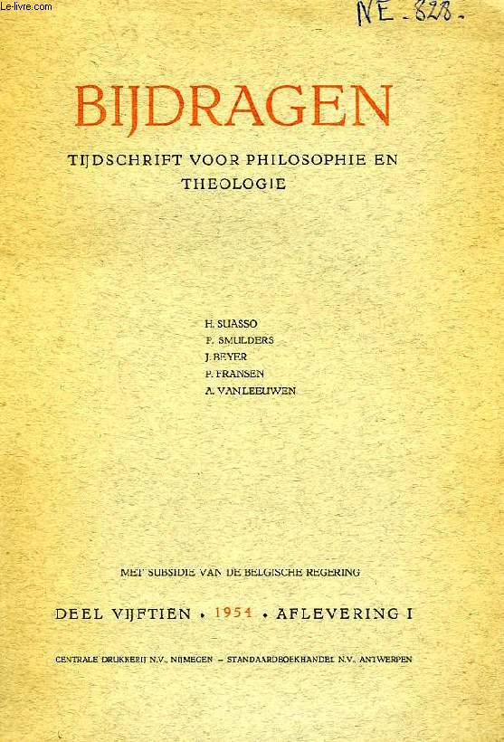 BIJDRAGEN, II, 1954, TIJDSCHRIFT VOOR PHILOSOPHIE EN THEOLOGIE