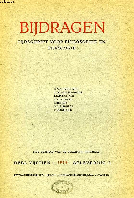 BIJDRAGEN, II, 1954, TIJDSCHRIFT VOOR PHILOSOPHIE EN THEOLOGIE