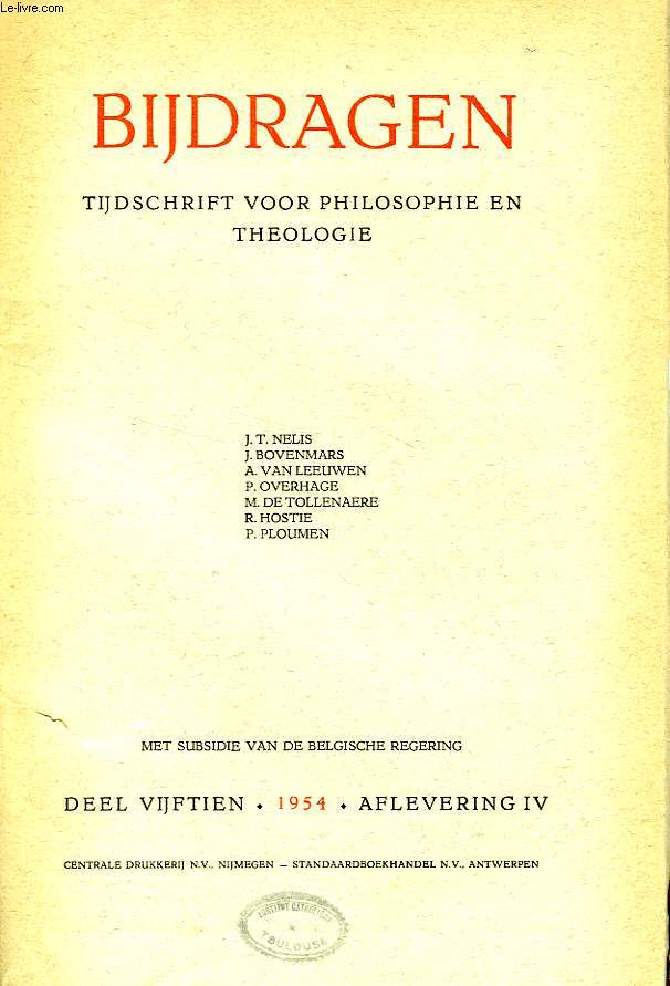BIJDRAGEN, IV, 1954, TIJDSCHRIFT VOOR PHILOSOPHIE EN THEOLOGIE