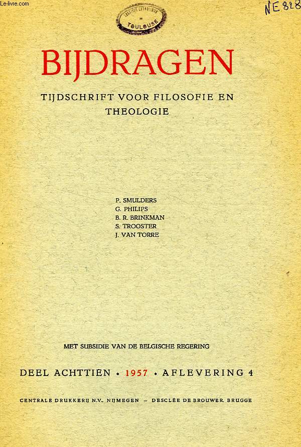BIJDRAGEN, IV, 1957, TIJDSCHRIFT VOOR PHILOSOPHIE EN THEOLOGIE