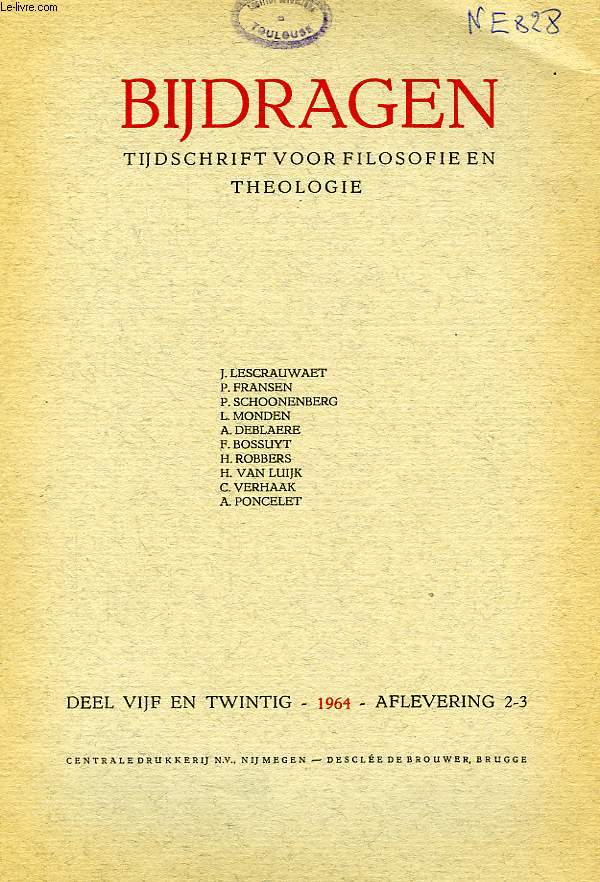 BIJDRAGEN, II-III, 1964, TIJDSCHRIFT VOOR PHILOSOPHIE EN THEOLOGIE