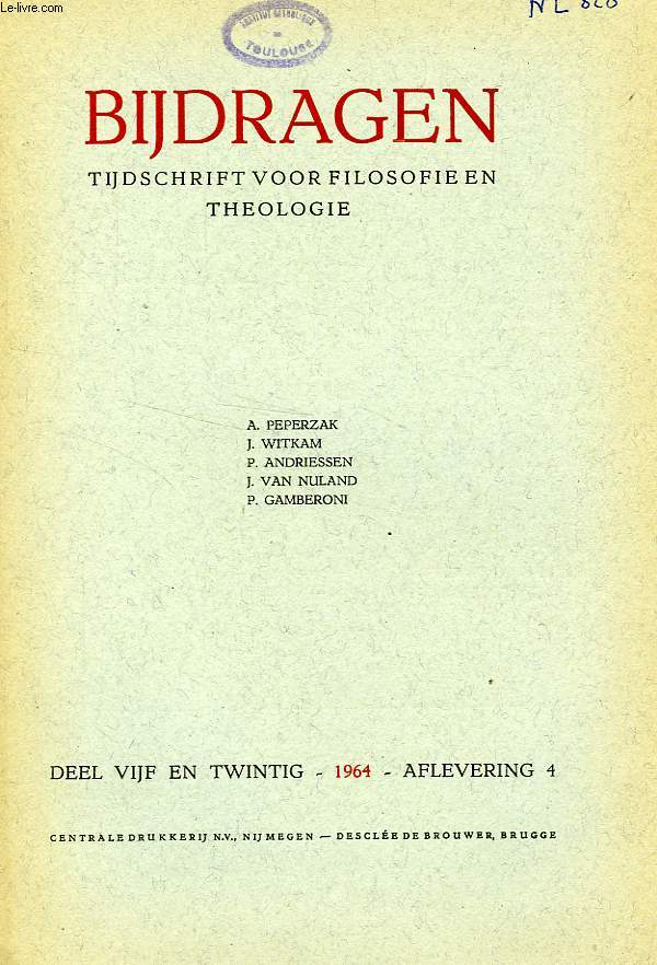 BIJDRAGEN, IV, 1964, TIJDSCHRIFT VOOR PHILOSOPHIE EN THEOLOGIE
