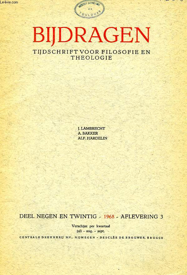 BIJDRAGEN, III, 1968, TIJDSCHRIFT VOOR PHILOSOPHIE EN THEOLOGIE