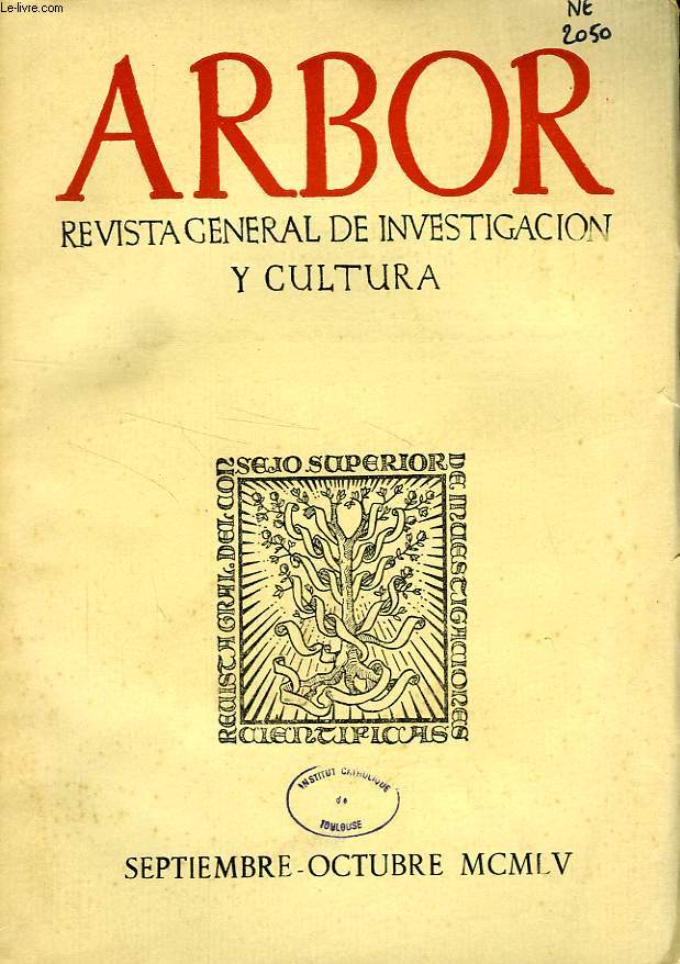 ARBOR, TOMO XXXII, N 117-118, SEPT.-OCT. 1955, REVISTA GENERAL DE INVESTIGACION Y CULTURA