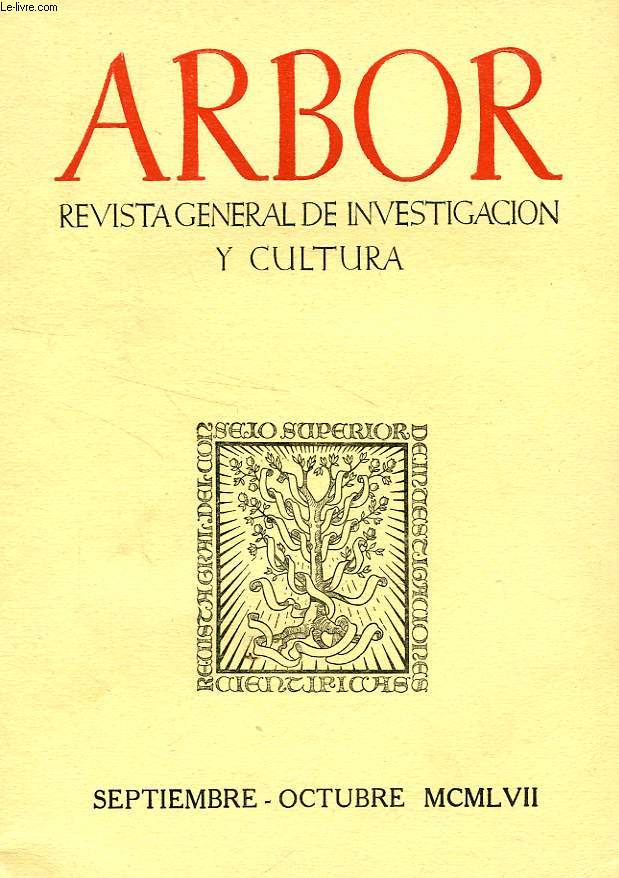 ARBOR, TOMO XXXVIII, N 141-142, SEPT.-OCT. 1957, REVISTA GENERAL DE INVESTIGACION Y CULTURA