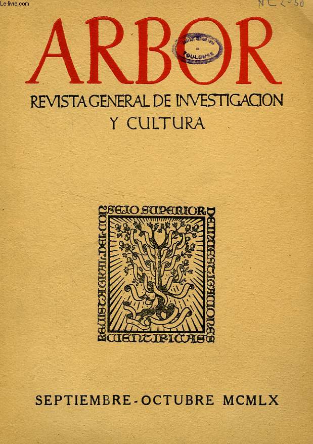 ARBOR, TOMO XLVII, N 177-178, SEPT.-OCT. 1960, REVISTA GENERAL DE INVESTIGACION Y CULTURA