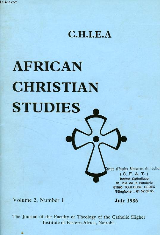 CHIEA, AFRICAN CHRISTIAN STUDIES, VOL. 2, N 1, JULY 1986