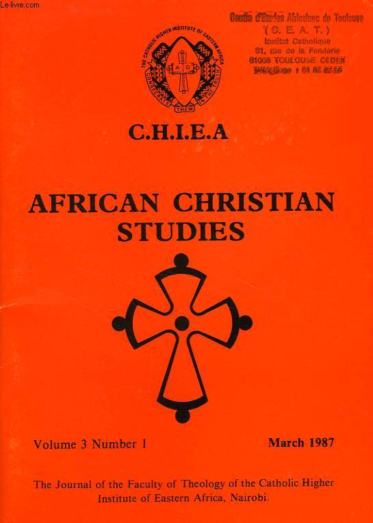 CHIEA, AFRICAN CHRISTIAN STUDIES, VOL. 3, N 1, MARCH 1987