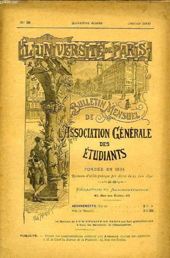 L'UNIVERSITE DE PARIS, 15e ANNEE, N 99, JAN. 1900