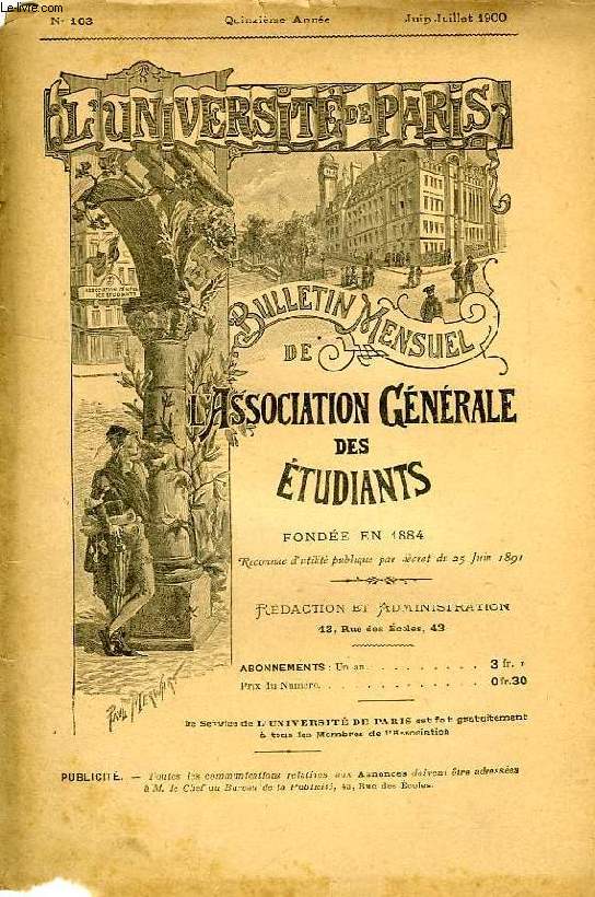 L'UNIVERSITE DE PARIS, 15e ANNEE, N 103, JUIN-JUILLET 1900