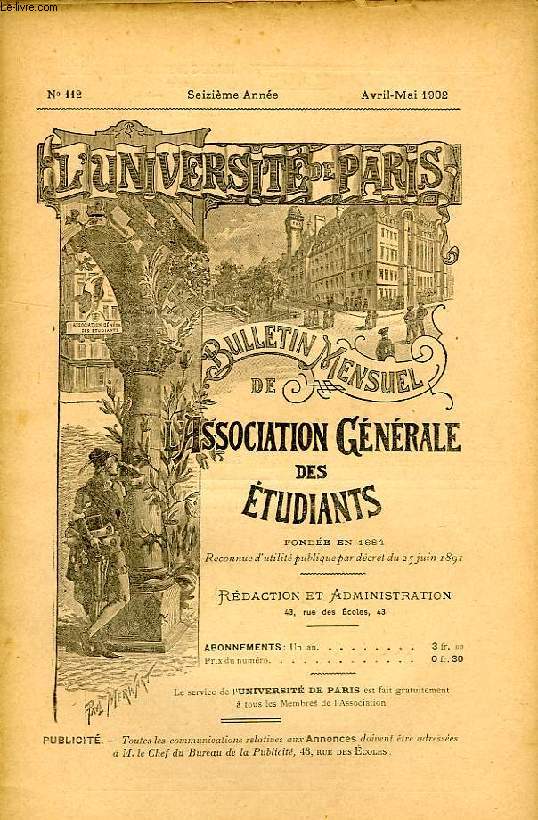 L'UNIVERSITE DE PARIS, 16e ANNEE, N 112, AVRIL-MAI 1902