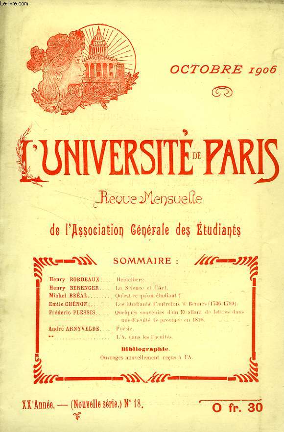 L'UNIVERSITE DE PARIS, 21e ANNEE, N 18 (NOUVELLE SERIE), OCT. 1906