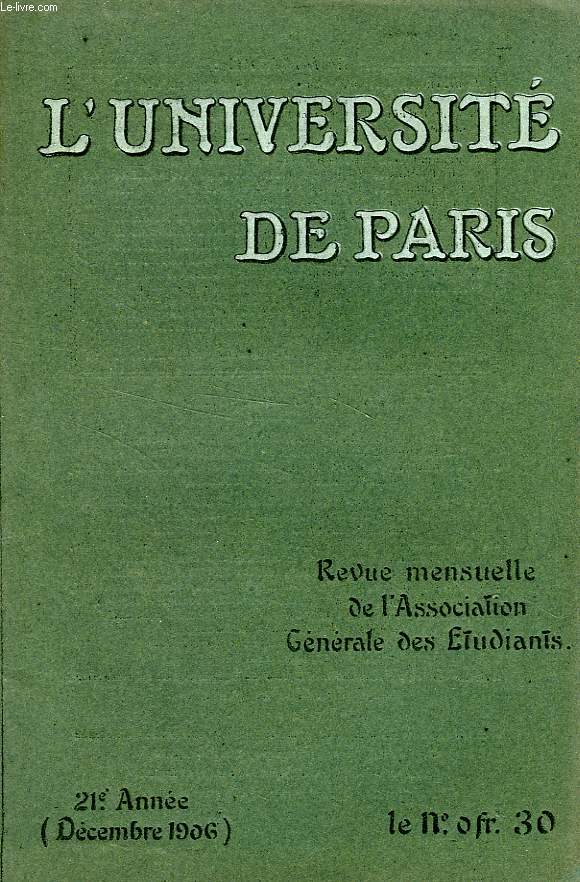 L'UNIVERSITE DE PARIS, 21e ANNEE, DEC. 1906