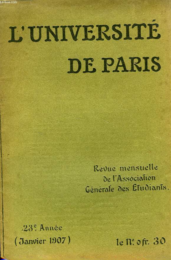 L'UNIVERSITE DE PARIS, 23e ANNEE, JAN. 1907