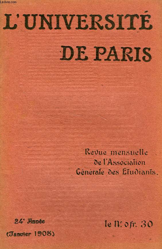 L'UNIVERSITE DE PARIS, 24e ANNEE, JAN. 1908
