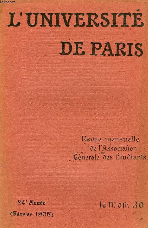 L'UNIVERSITE DE PARIS, 24e ANNEE, FEV. 1908