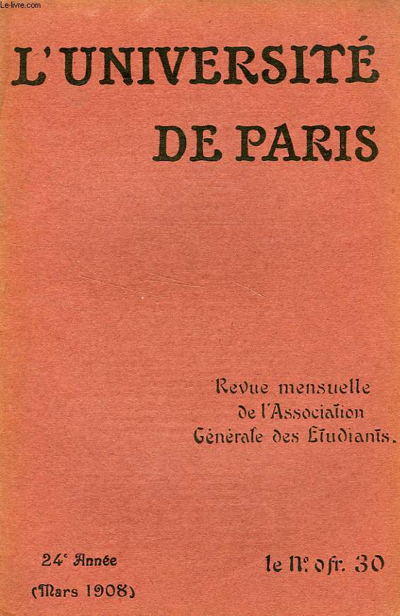 L'UNIVERSITE DE PARIS, 24e ANNEE, MARS 1908