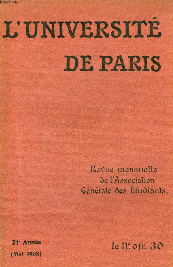 L'UNIVERSITE DE PARIS, 24e ANNEE, MAI 1908
