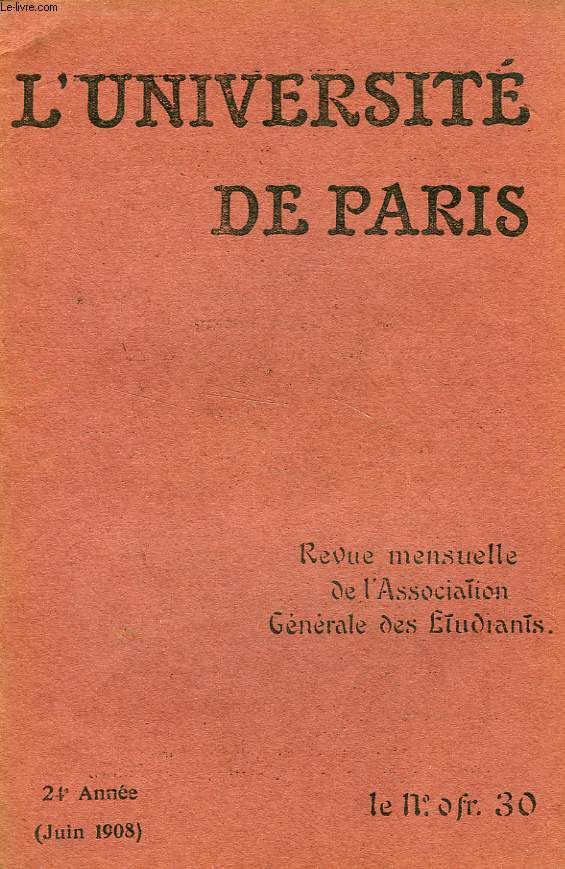L'UNIVERSITE DE PARIS, 24e ANNEE, JUIN 1908