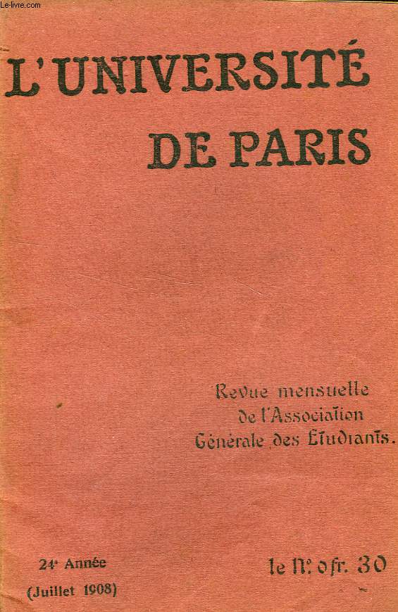 L'UNIVERSITE DE PARIS, 24e ANNEE, JUILLET 1908