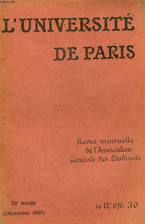 L'UNIVERSITE DE PARIS, 24e ANNEE, DEC. 1908