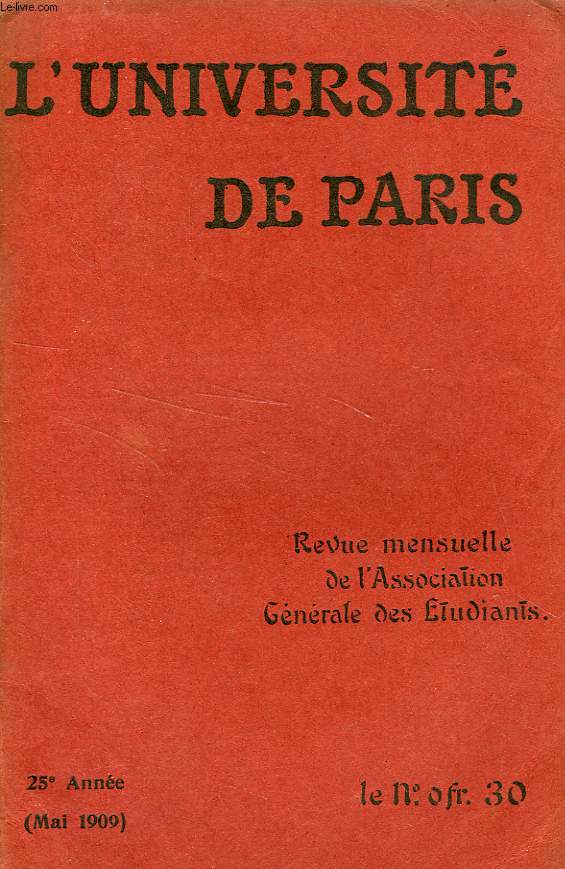 L'UNIVERSITE DE PARIS, 25e ANNEE, MAI 1909