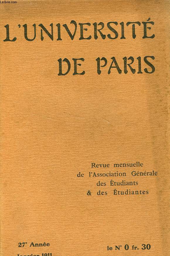 L'UNIVERSITE DE PARIS, 27e ANNEE, JAN. 1911